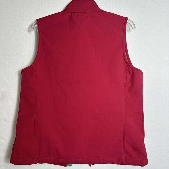 Audi Performance Soft Shell Vest Mens M Red Fleece Lined Zip Logo Wind Resistant - Picture 3 of 10